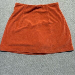 Corduroy Mini Skirt in Rust Orange - Women's